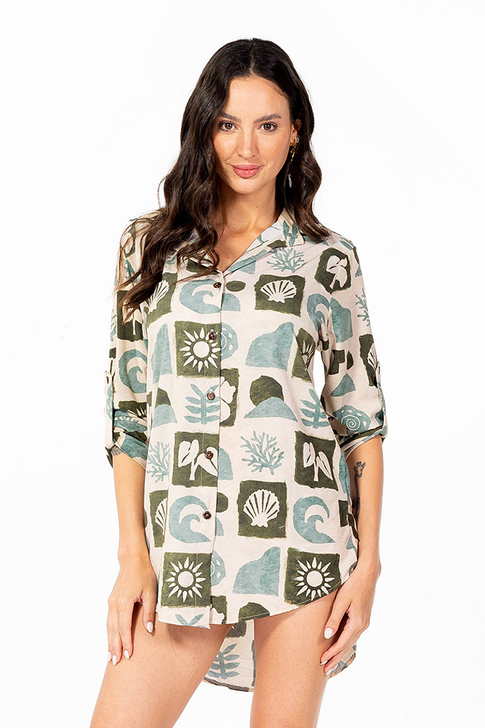 Camisa Alongada Atena Verão Oceano