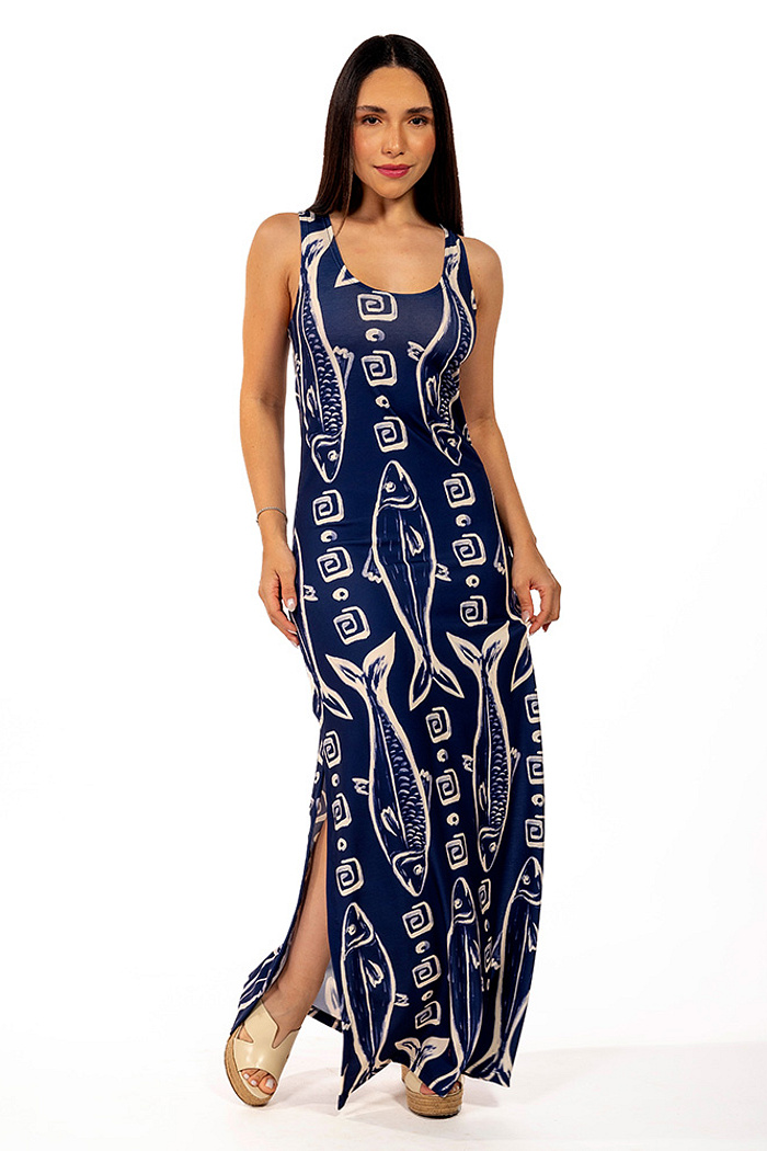 Vestido Hortencia Maxi Peixes