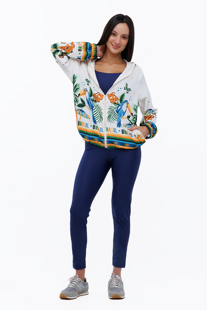 Jaqueta Feminina Corta Vento Ecoventura Estampada Elementos Br Aquarela