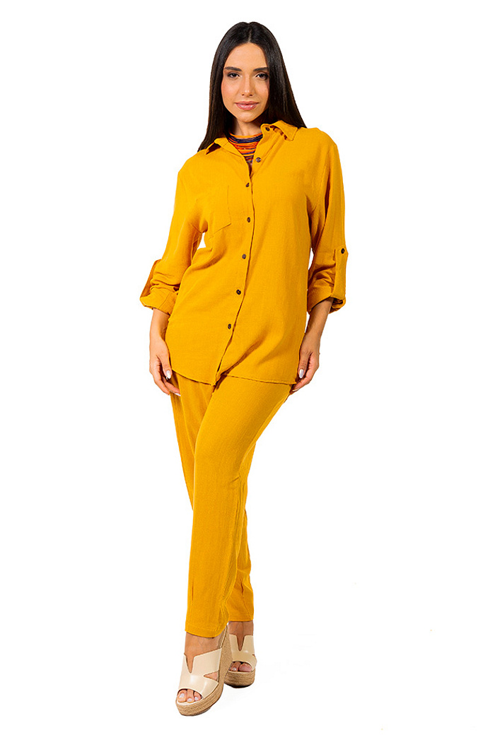 Calça Tropical Linho Mostarda