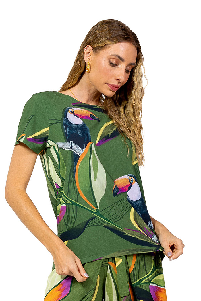 Blusa Atena Tucano Folhas Verde