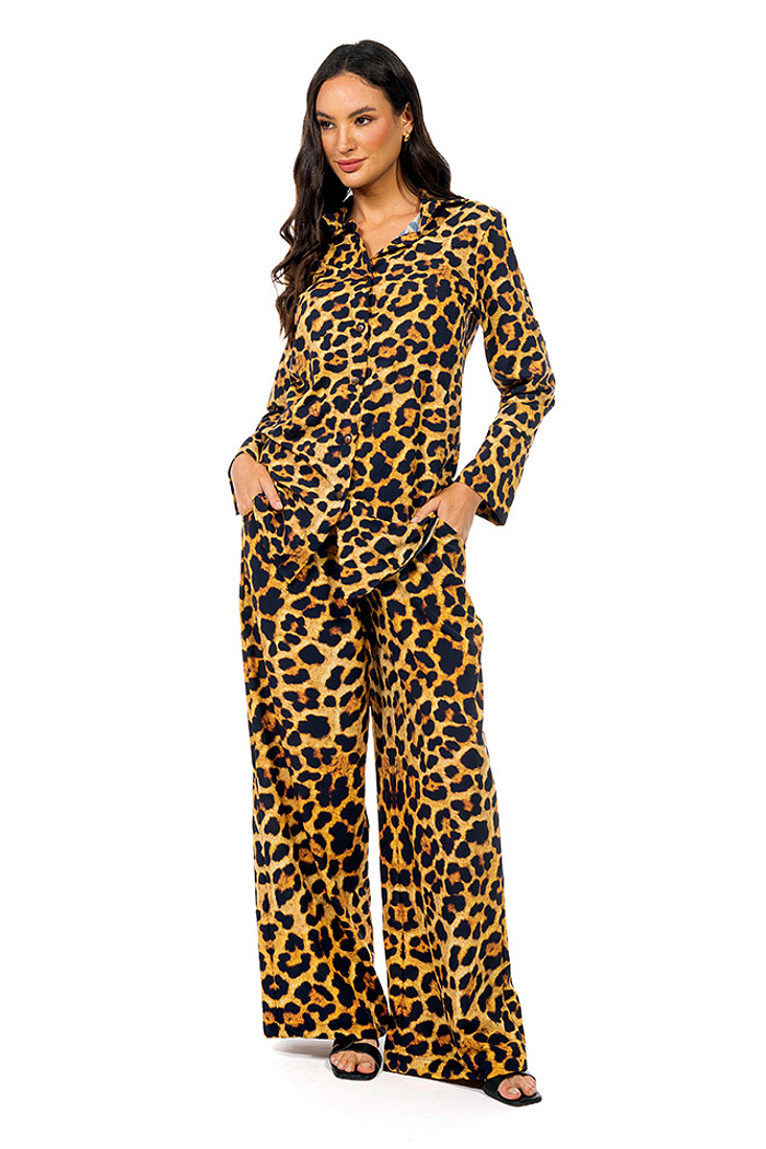 Camisa Alongada Atena Verão Maxi Animal Print