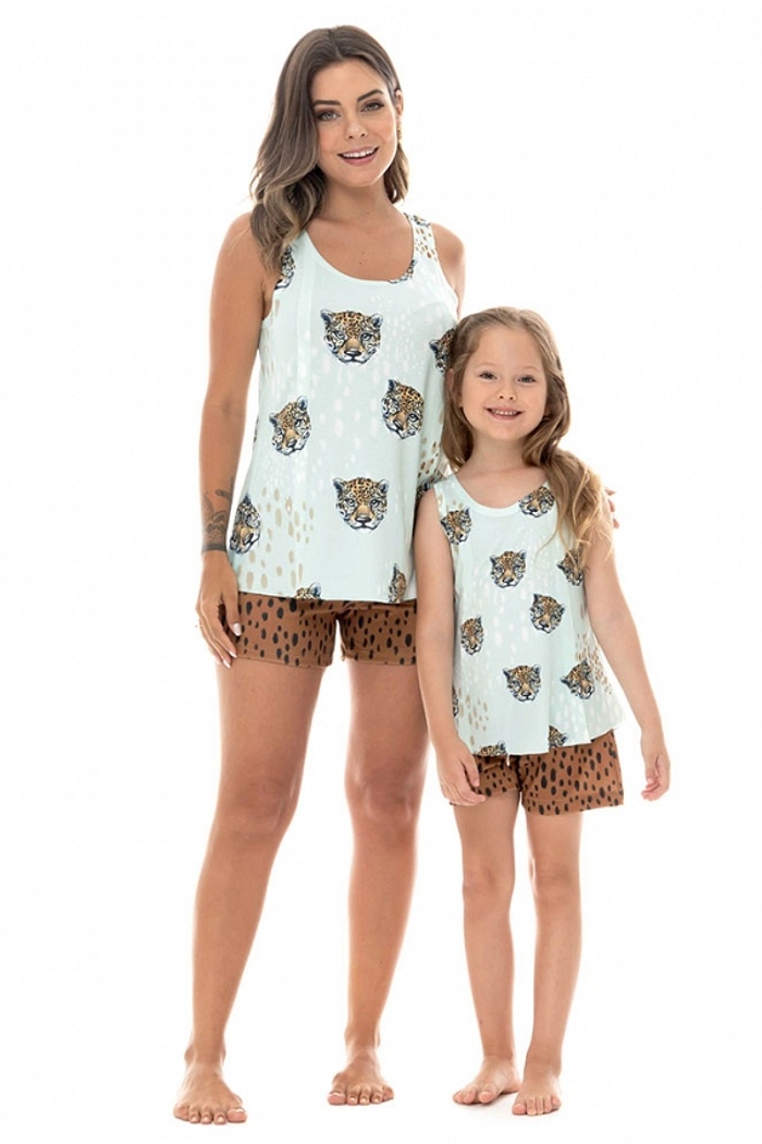 Conjunto Pijama Adulto Feminino Diversas Onças