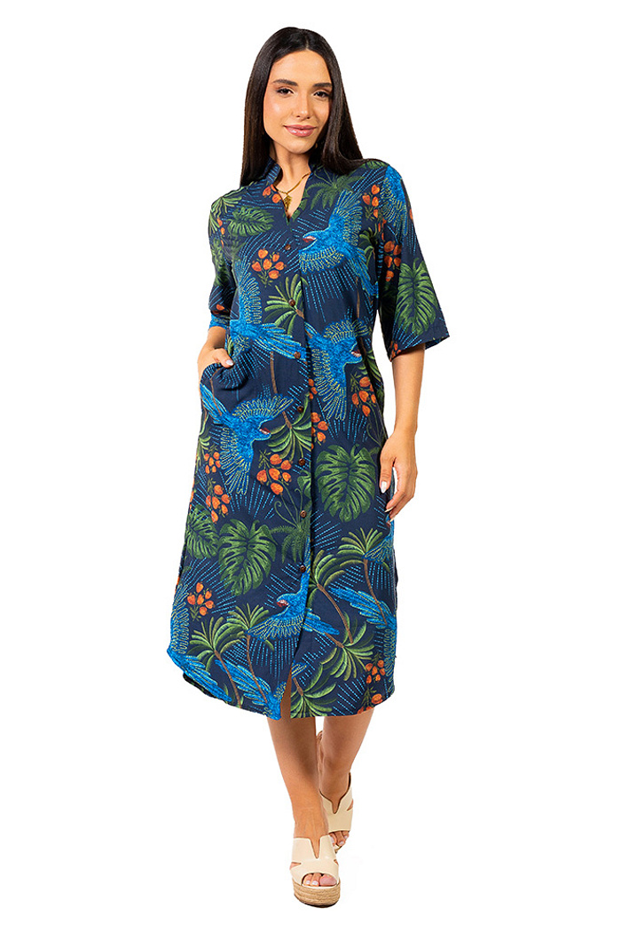 Chemise Atena Gola Padre Arara Bordado Barra