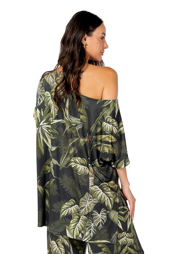 Blusa Conceito Folhagens Linho  Off