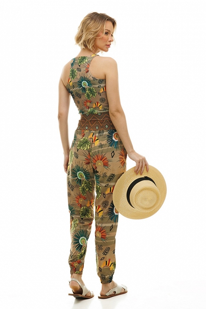 Top Canelado Cocar e Folhas