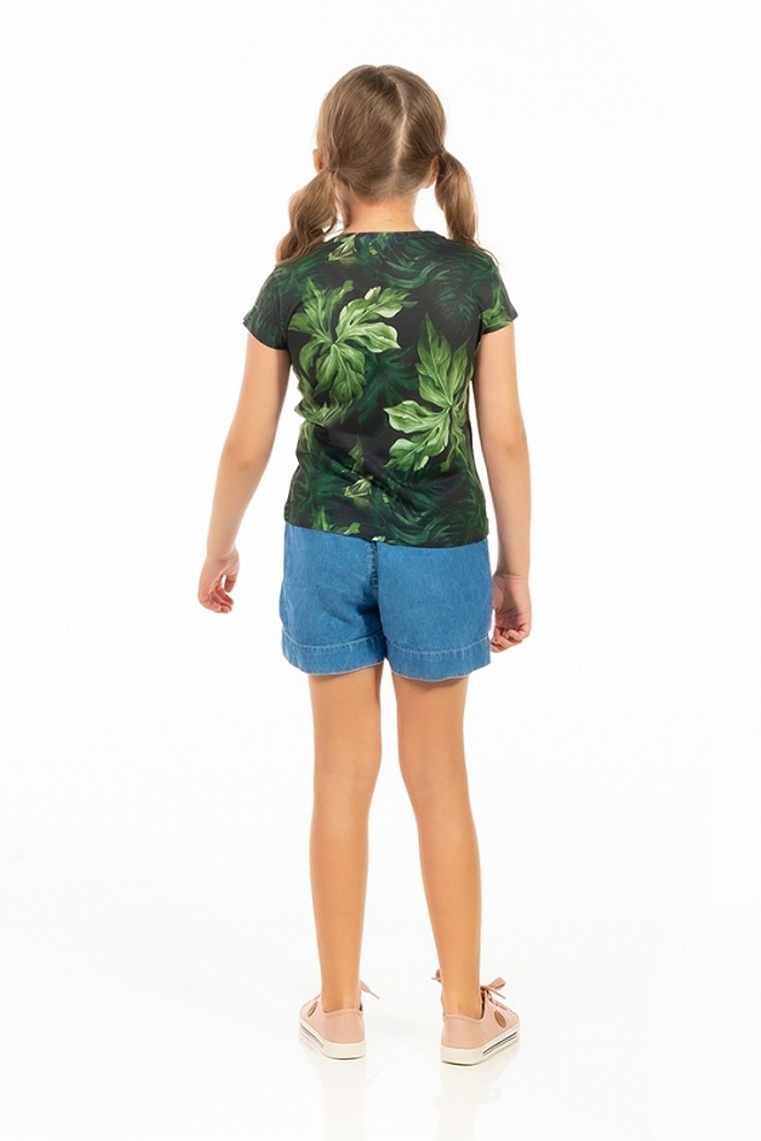 Baby Look Florata Infantil Casal Araras Fundo Folhagem