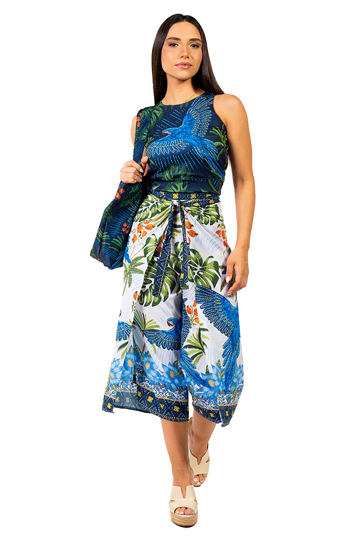 Calça Transpassada Arara Bordado Barra