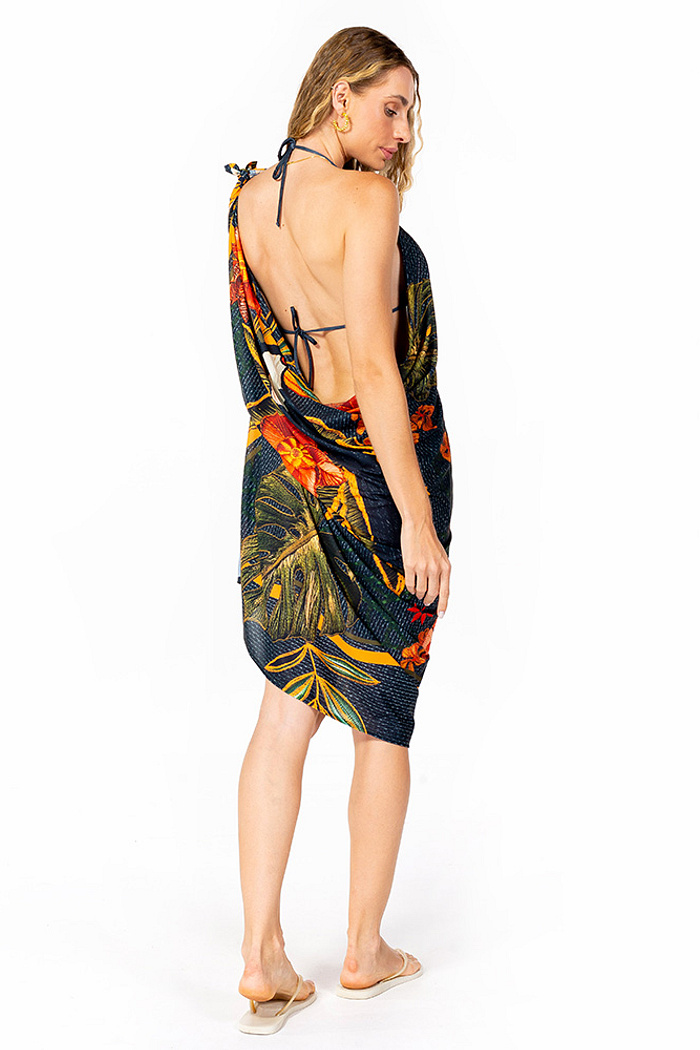 Canga Retangular Tucano e Folhas