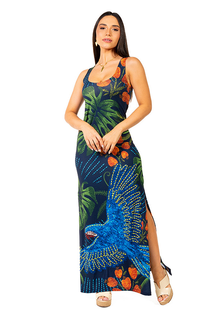 Vestido Hortencia Arara Bordado Barra