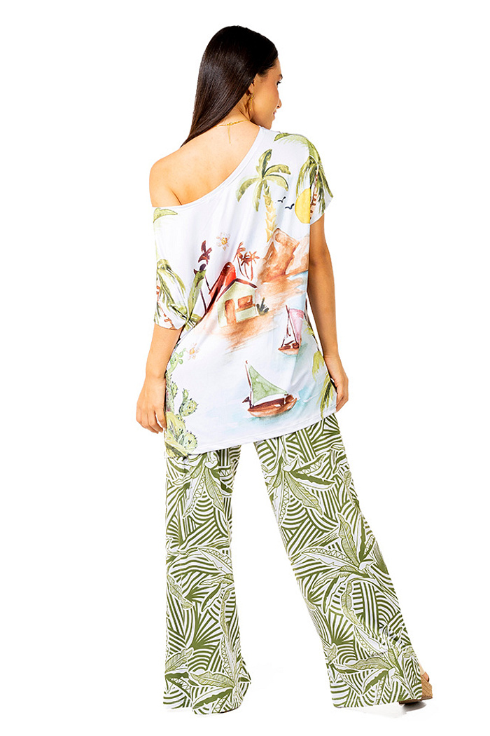 Calça Com Fenda Bananeiras Vetor