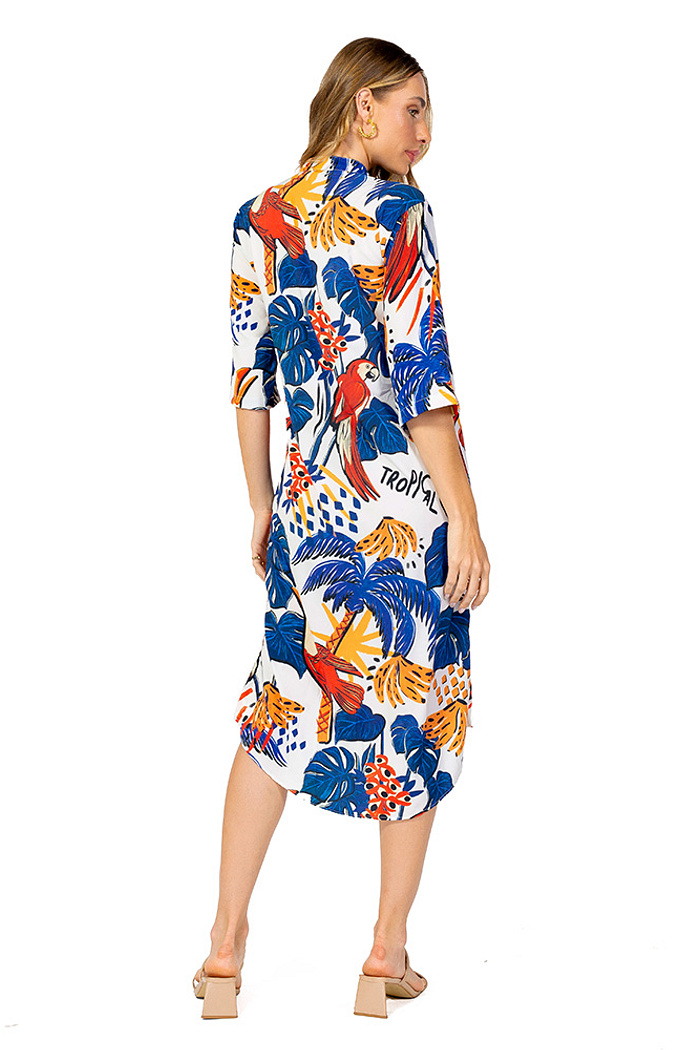 Chemise Atena Gola Padre Tropical Vibes Azul