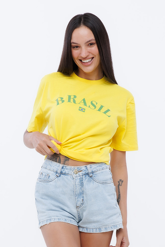 Camiseta Básica Brasil Adulto Amarela