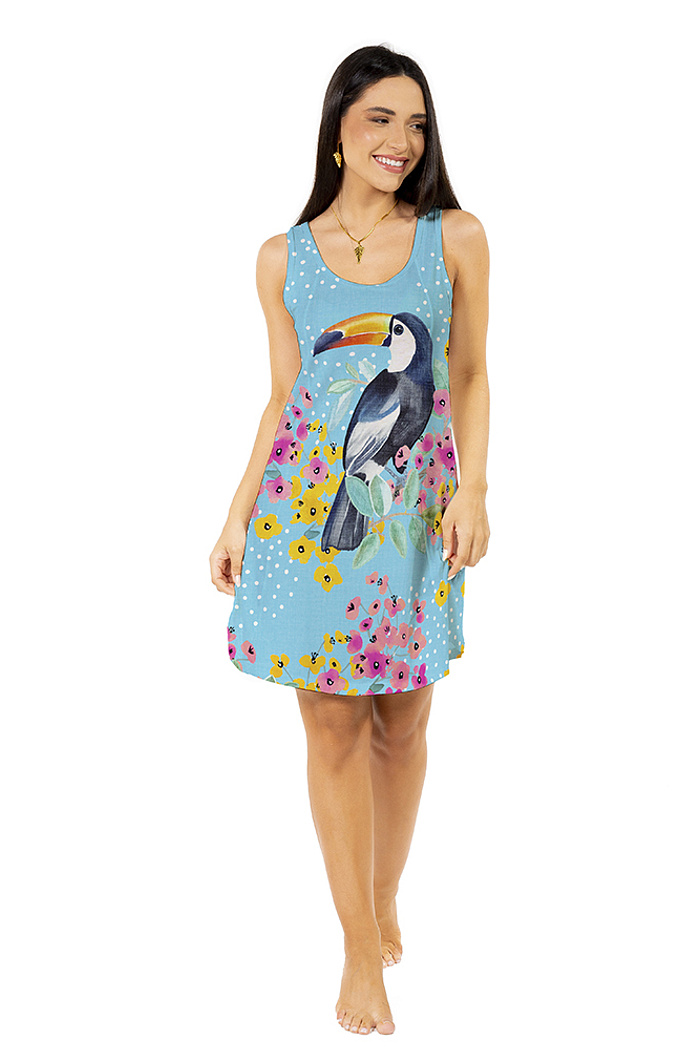 Camisola Adulto Feminino Tucano Flor Bolas