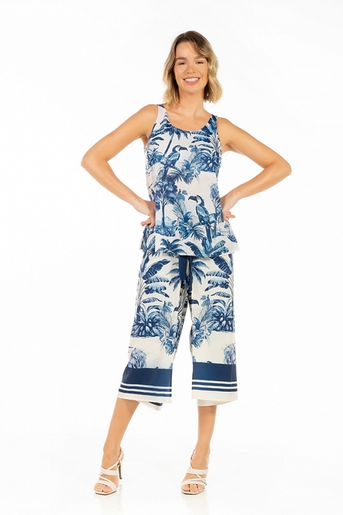 Calça Transpassada Tucano Paisagem Tons De Azul