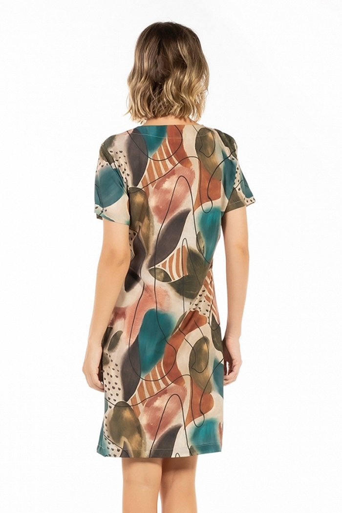 Vestido Atena Curto Abstrato Color Traços