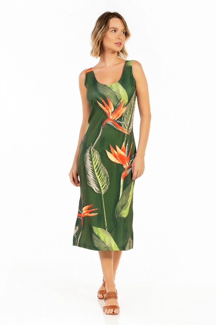 Vestido Canelado Midi Estrelícias