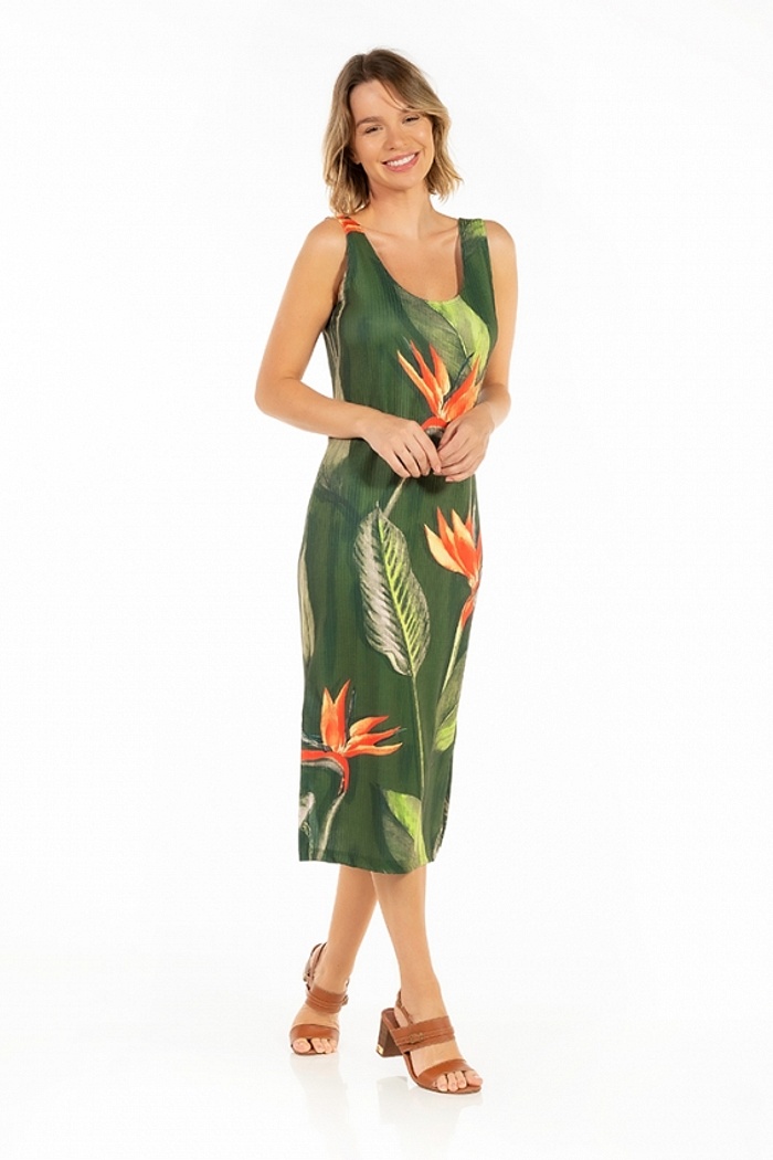 Vestido Canelado Midi Estrelícias