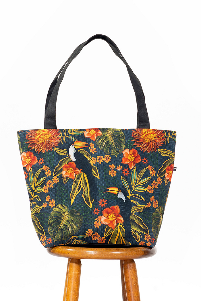 Bolsa Nylon Tucano e Folhas