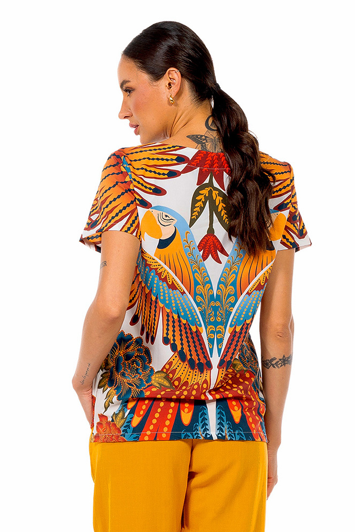 Blusa Atena Maxi Araras Paraiso Floral