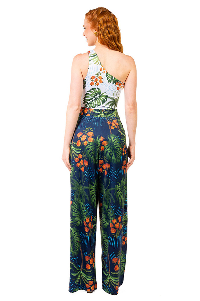 Calça Com Fenda Arara Bordado Barra