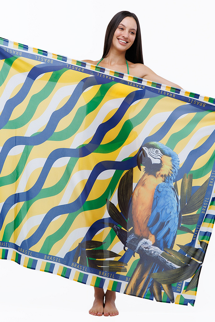 Canga Feminina Estampada Arara Brasil Cores