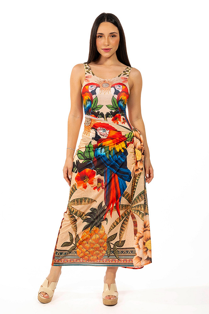 Canga Retangular Aves Tropicais Barrado