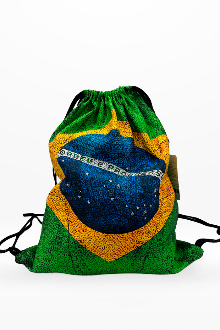 Mochila Saco Bandeira do Brasil Estampada Lantejoulas
