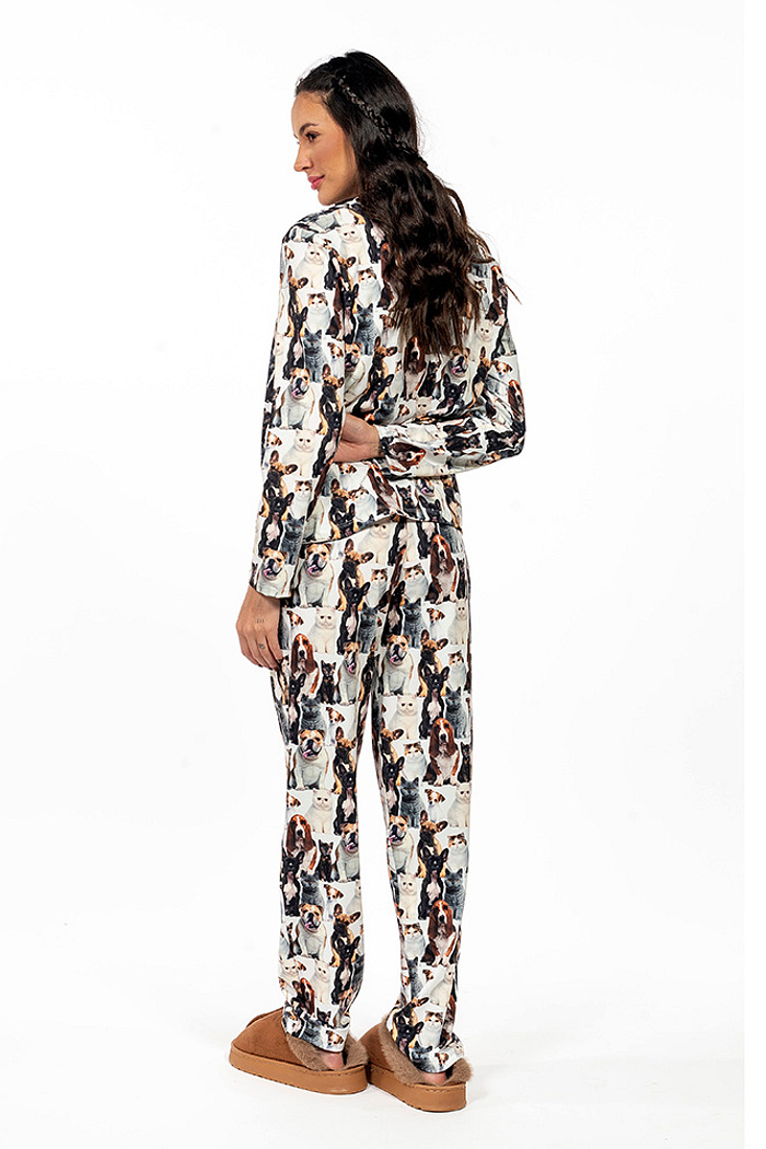 Conjunto Pijama Americano Longo Adulto Pets Fashion