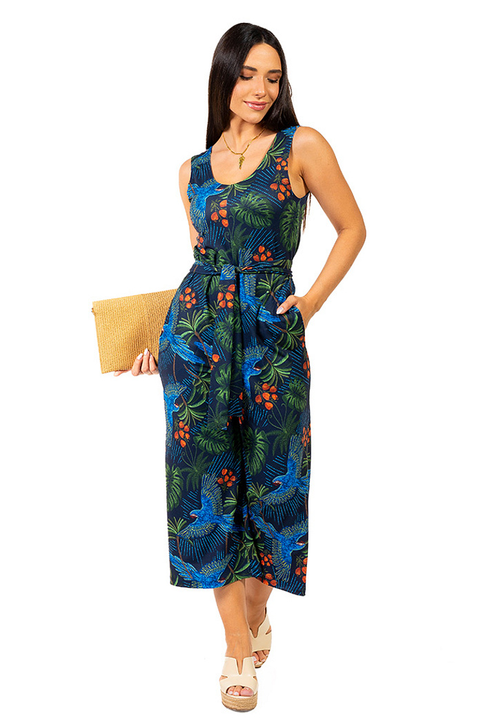 Macacão Bambú Arara Bordado Barra