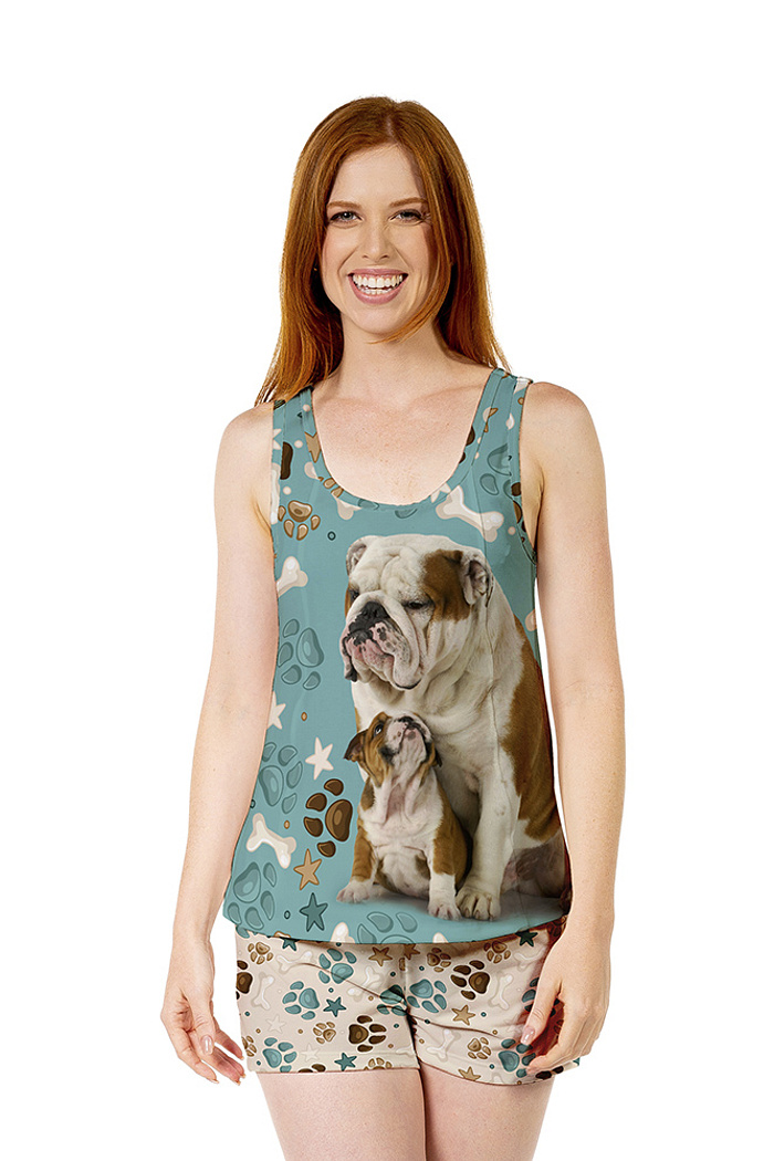 Conjunto Pijama Adulto Feminino Bulldogs Patas