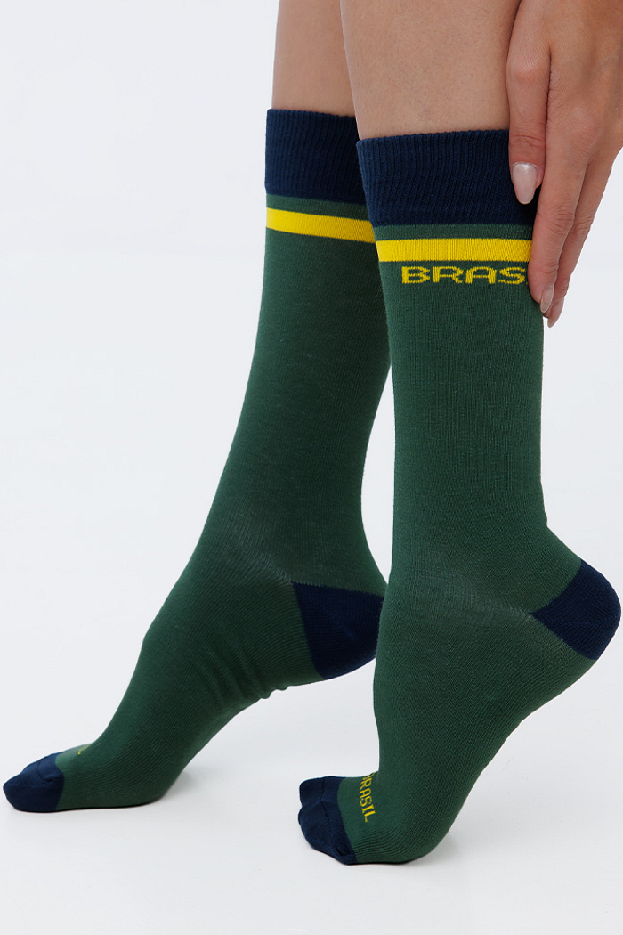 Meia Brasil Cano Alto Verde