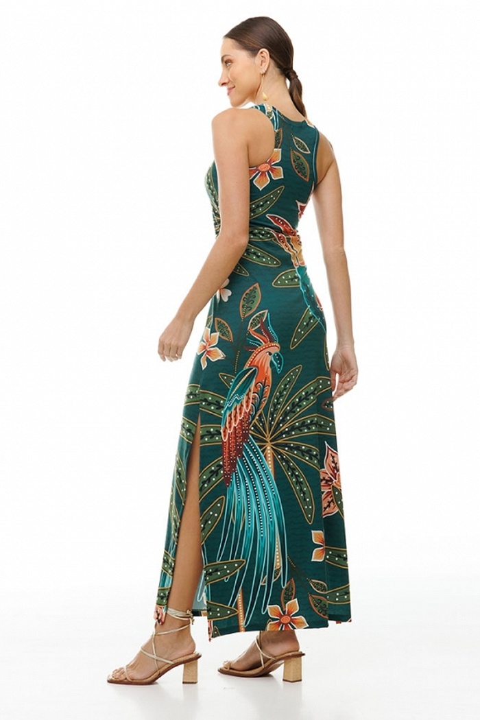 Vestido Hortência Pássaros e Flores