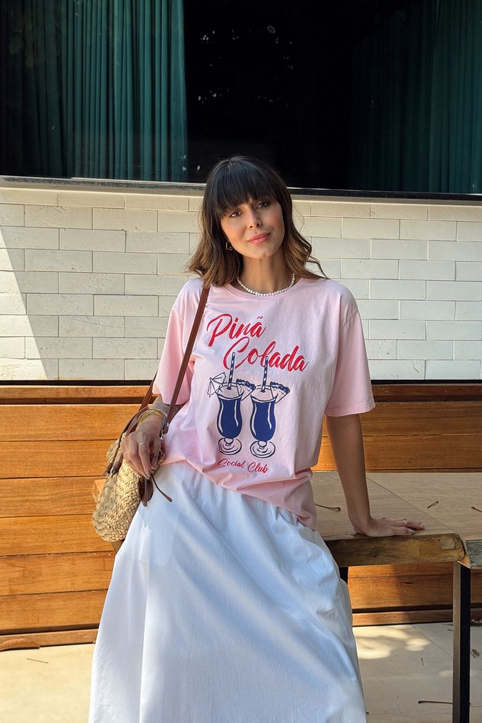 T-SHIRT ESTONADA PINA COLADA ROSA CANDY