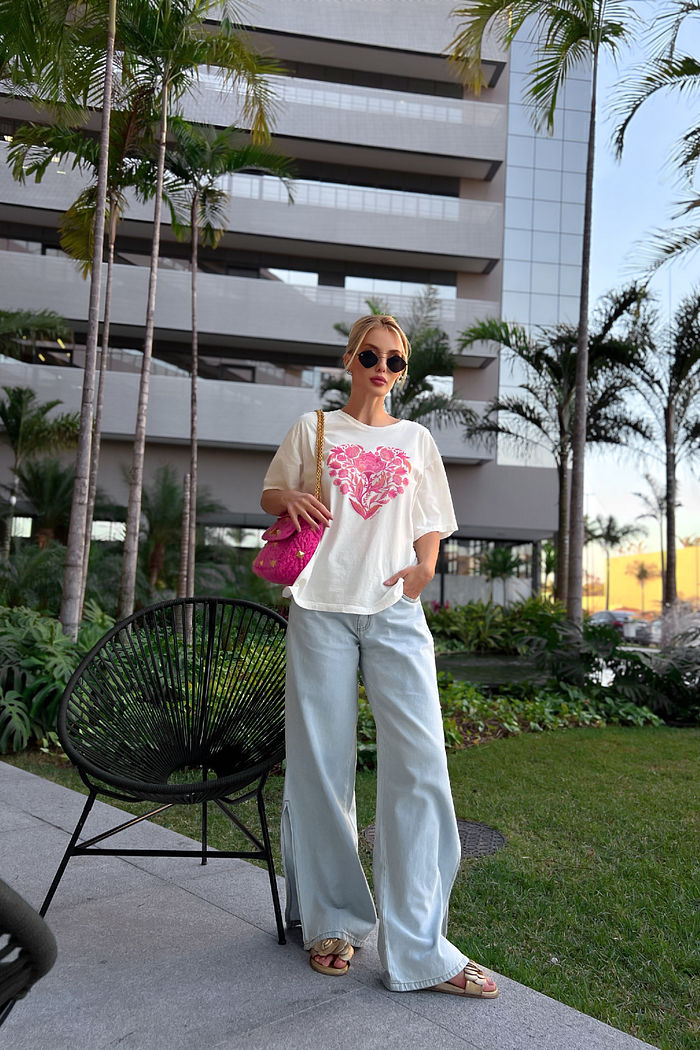 T-SHIRT ESTONADA HEART FLOWER OFF WHITE