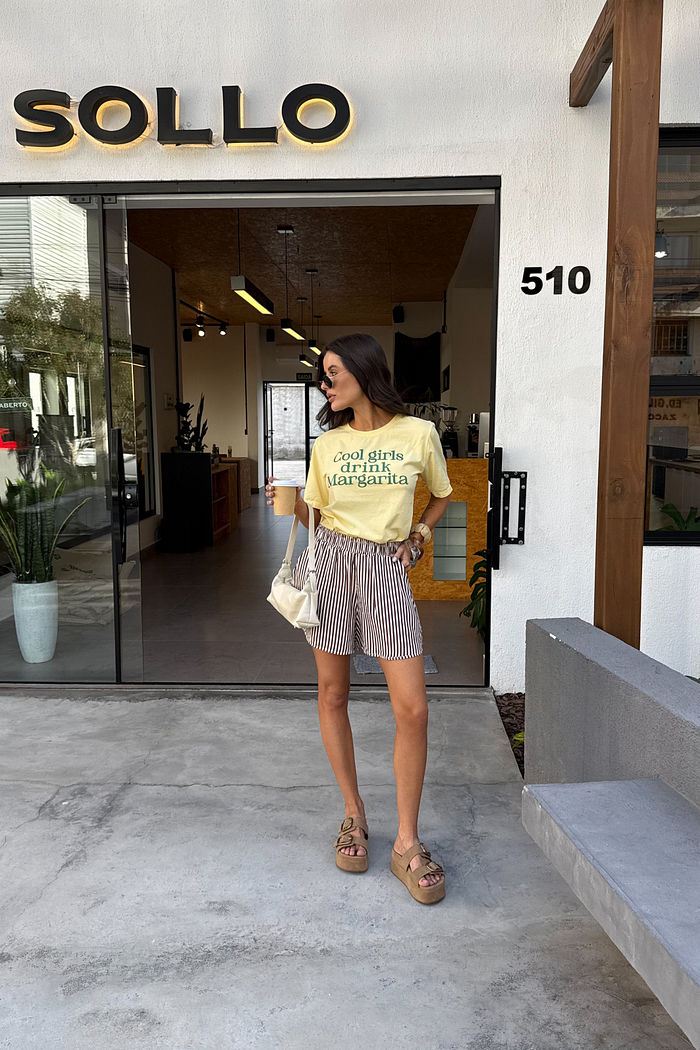 T-SHIRT ESTONADA GIRLS MARGARITA AMARELO MANTEIGA