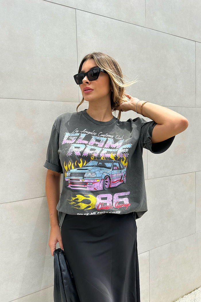 T-SHIRT OVERSIZED ESTONADA GLAM RACE (COM STRASS) CHUMBO