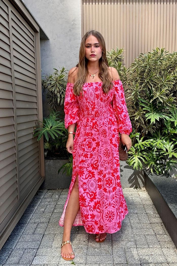 VESTIDO MIDI BARBARA LA FIORE ROSA