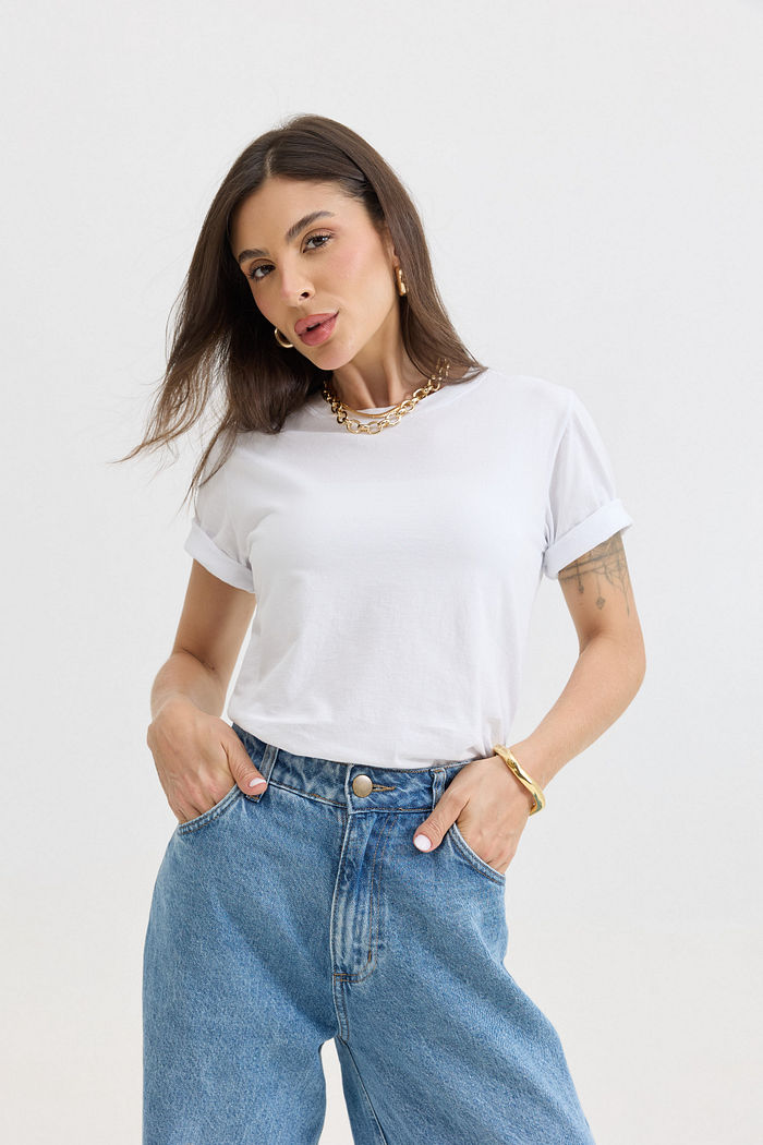 T-SHIRT ESTONADA LISA BRANCA