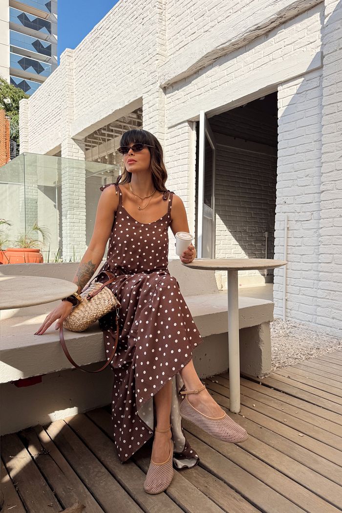 VESTIDO LONGO NINA POÁ MARROM