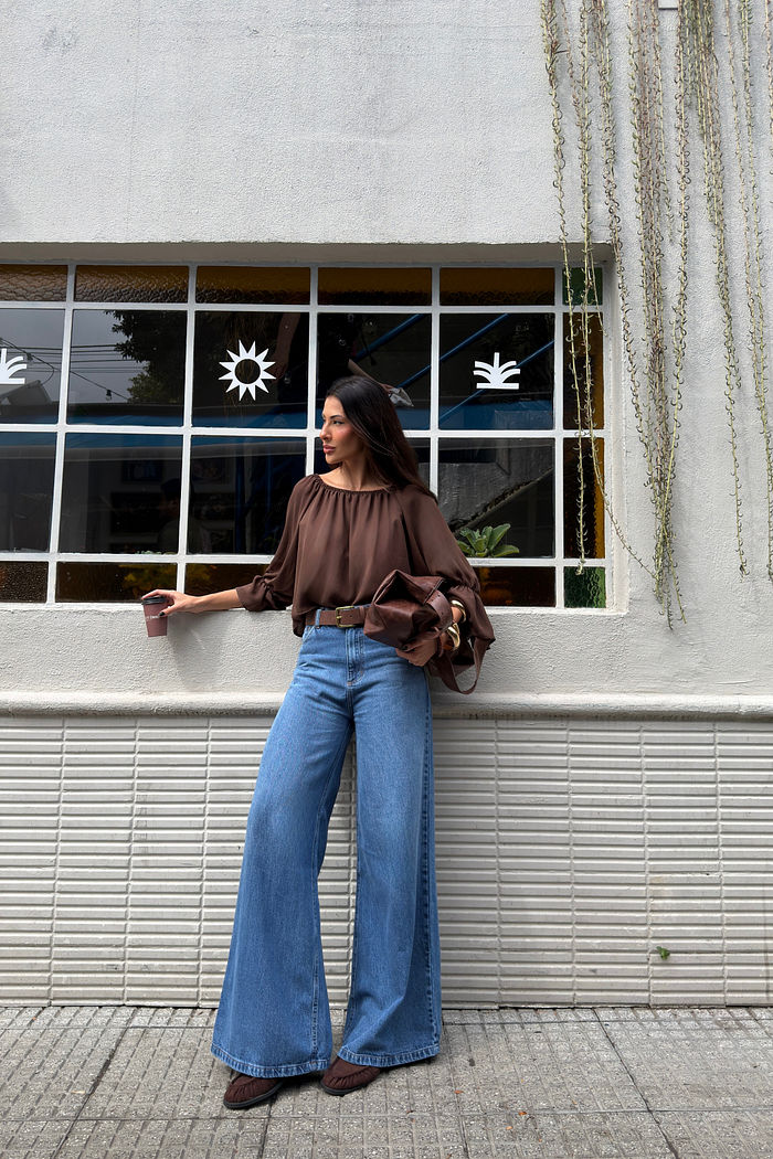 CALÇA JEANS SUPER PANTALONA CELINE AZUL