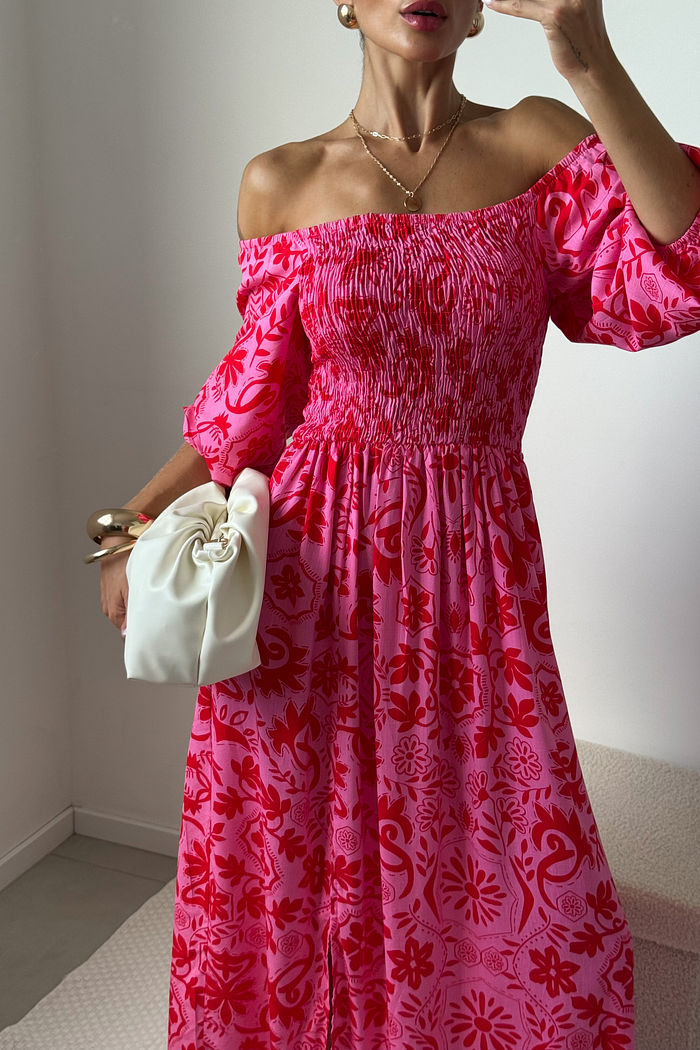 VESTIDO MIDI BARBARA LA FIORE ROSA