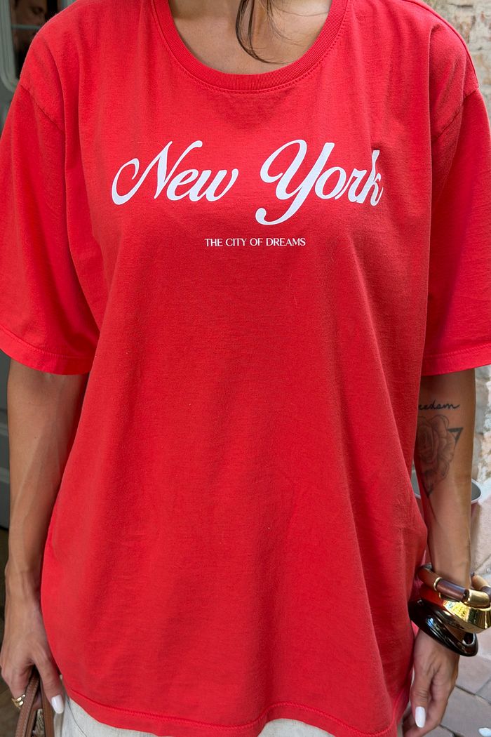 T-SHIRT OVERSIZED NEW YORK VERMELHO