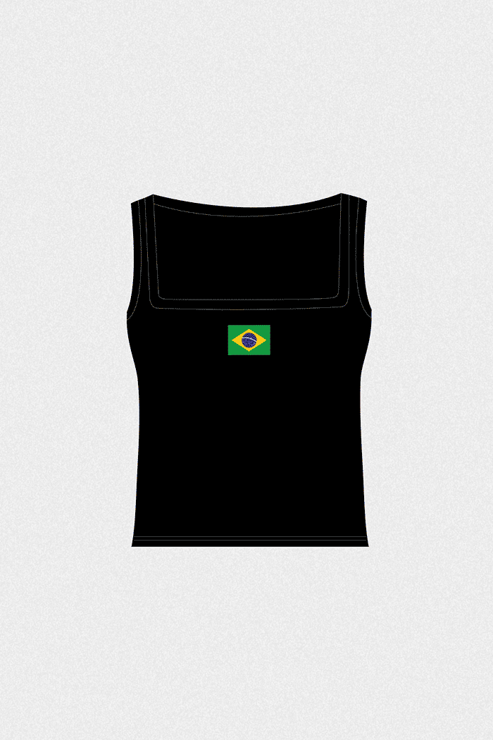 PRÉ-VENDA REGATA CAROL BRAZILIAN FLAG PRETA