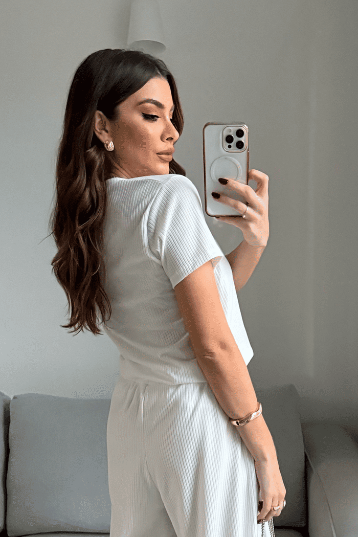 BLUSA CANELADA AMANDA OFF WHITE