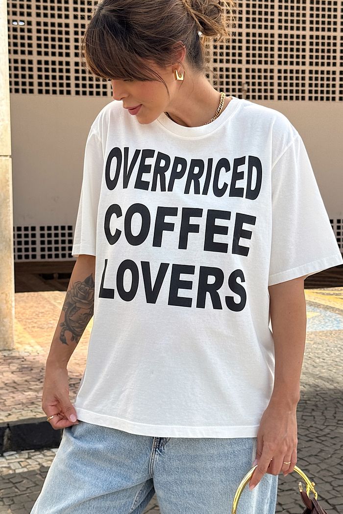 T-SHIRT OVERSIZED COFFEE LOVERS OFF WHITE