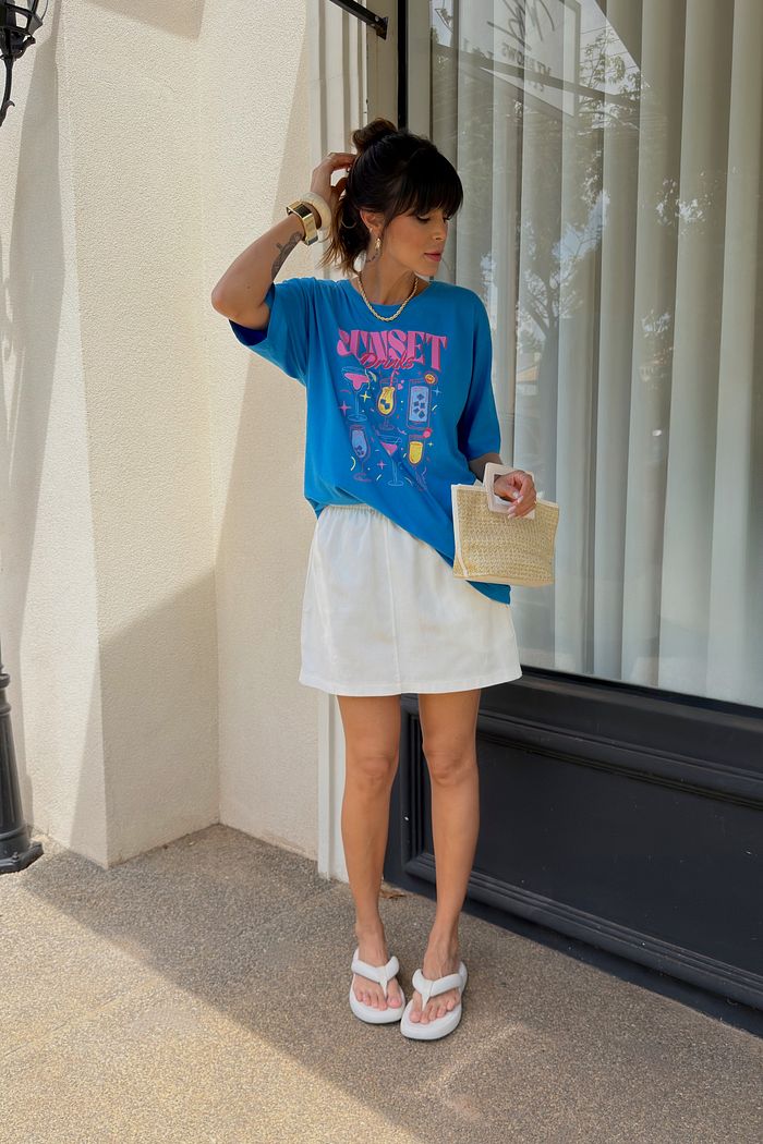 T-SHIRT ESTONADA SUNSET DRINKS AZUL