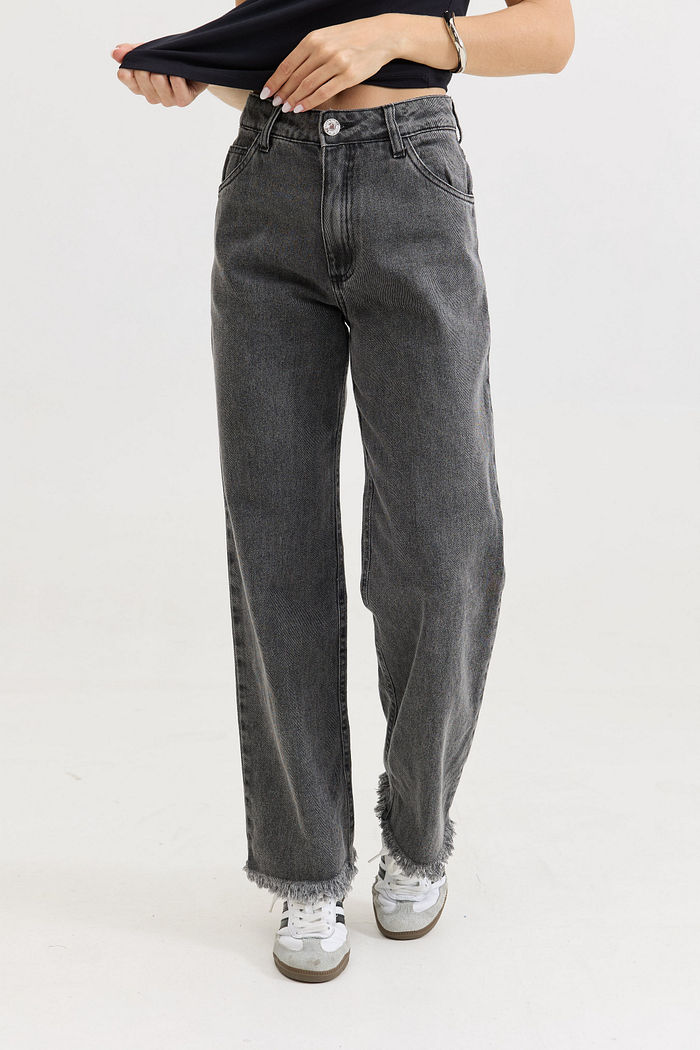 CALÇA JEANS LEONA PRETA MARMORIZADA
