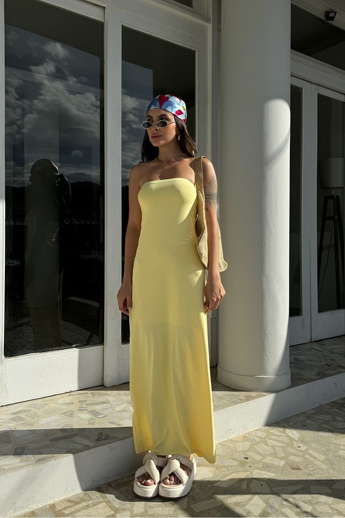 VESTIDO TOMARA QUE CAIA GABRIELLA AMARELO CANDY