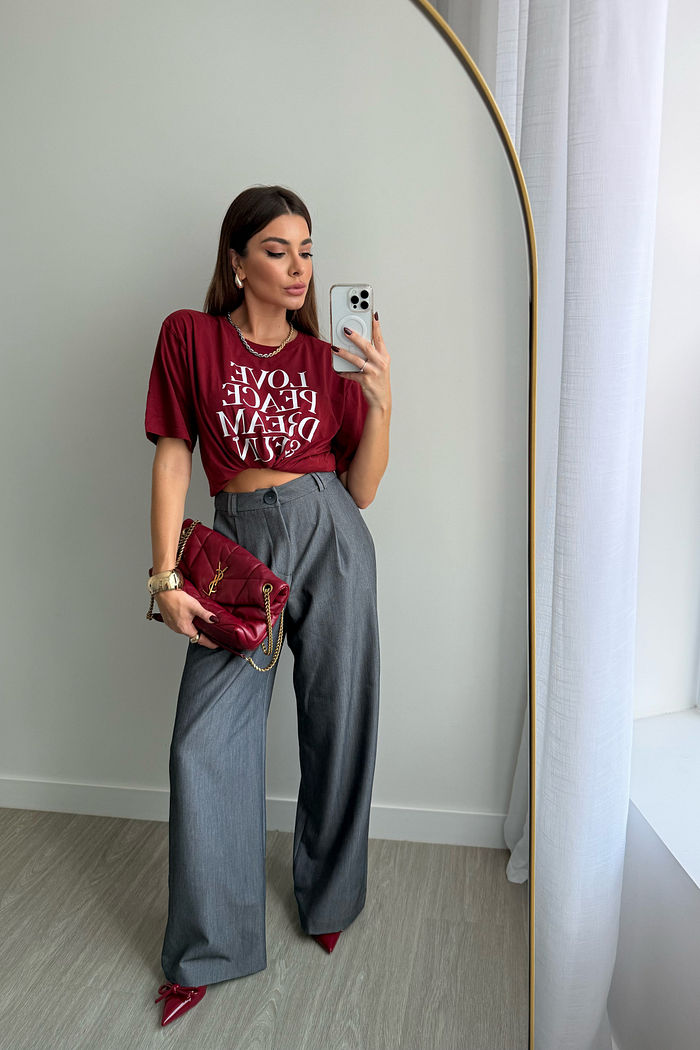 T-SHIRT ESTONADA LOVE AND FUN VINHO